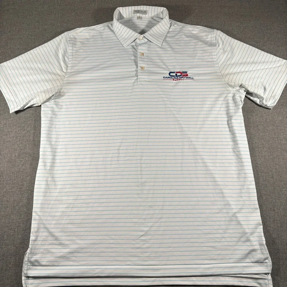 Lot of 2 Peter Millar Polo Shirt Mens XL Blue White Striped Summer Comfort Logo